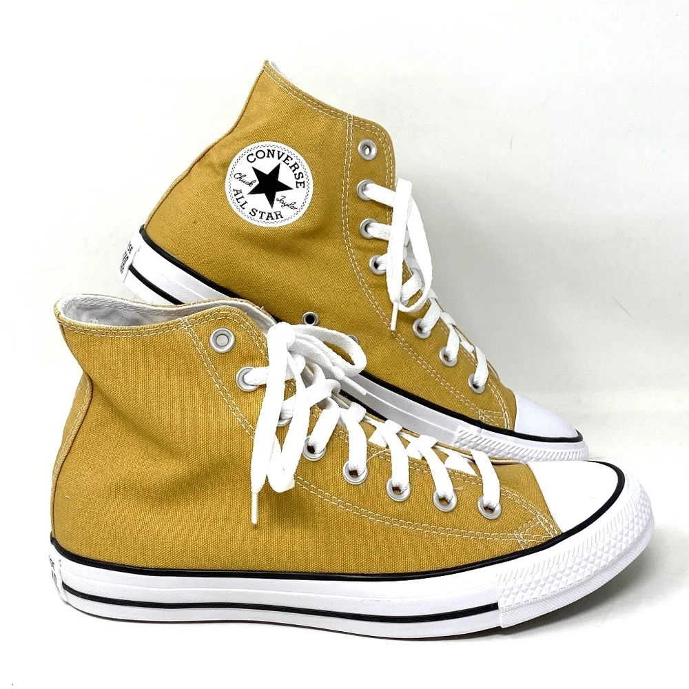 Converse All Star Chuck Taylor High Top Women Gold Dart Canvas Sneakers A04839C